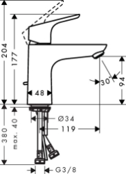 Picture of HANSGROHE Focus Einhebel-Waschtischmischer 100 CoolStart mit Zugstangen-Ablaufgarnitur, 31621000