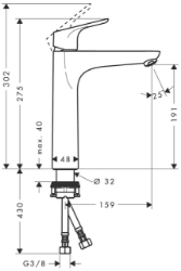 Picture of HANSGROHE Focus Einhebel-Waschtischmischer 190 ohne Ablaufgarnitur, 31518000