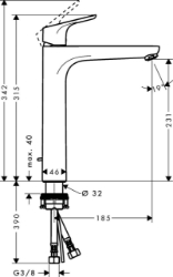Picture of HANSGROHE Focus Einhebel-Waschtischmischer 230 mit Zugstangen-Ablaufgarnitur, 31531000