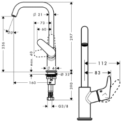 Picture of HANSGROHE Focus Einhebel-Waschtischmischer 240 ohne Ablaufgarnitur und Schwenkauslauf 120°, 31519000