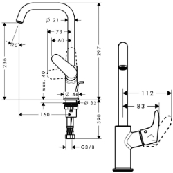 Picture of HANSGROHE Focus Einhebel-Waschtischmischer 240 mit Zugstangen-Ablaufgarnitur und Schwenkauslauf 120°, 31609000
