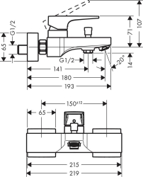 Picture of HANSGROHE Metropol 
Einhebel-Wannenmischer Aufputz mit Bügelgriff, 74540000