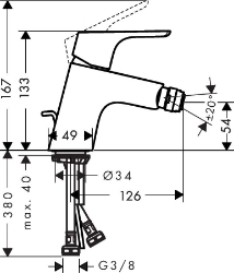 Picture of HANSGROHE Focus Einhebel-Bidetmischer mit Zugstangen-Ablaufgarnitur,  31920000