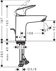 Picture of HANSGROHE Logis Einhebel-Waschtischmischer 100 mit Zugstangen-Ablaufgarnitur,  71100000