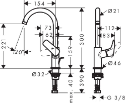 Picture of HANSGROHE Logis Einhebel-Waschtischmischer 210 mit Schwenkauslauf 120° und Zugstangen-Ablaufgarnitur,  71130000