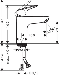 Picture of HANSGROHE Logis Einhebel-Waschtischmischer 100 mit Push-Open Ablaufgarnitur,  71107000