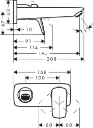 Picture of HANSGROHE Logis Einhebel-Waschtischmischer Unterputz mit Auslauf 195 mm für Wandmontage,  71220000