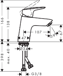 Picture of HANSGROHE Logis Einhebel-Waschtischmischer 70 ohne Ablaufgarnitur,  71071000