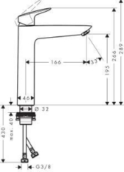 Picture of HANSGROHE Logis Einhebel-Waschtischmischer 190 ohne Ablaufgarnitur,  71091000