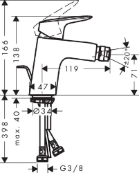 Picture of HANSGROHE Logis Einhebel-Bidetmischer 70 mit Zugstangen-Ablaufgarnitur,  71204000