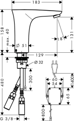 Picture of HANSGROHE PuraVida Elektronik Waschtischmischer mit Temperaturregulierung mit Netzanschluss 230 V,  15172000