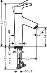 Picture of HANSGROHE Talis S Einhebel-Waschtischmischer 100 mit Zugstangen-Ablaufgarnitur,  72020000