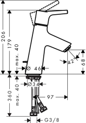 Picture of HANSGROHE Talis S Einhebel-Waschtischmischer 80 mit Zugstangen-Ablaufgarnitur,  72010000