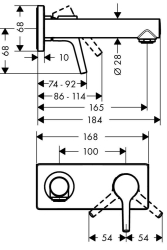 Picture of HANSGROHE Talis S Einhebel-Waschtischmischer Unterputz mit Auslauf 165 mm für Wandmontage,  72110000
