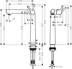 Picture of HANSGROHE Talis S Einhebel-Waschtischmischer 250 mit Zugstangen-Ablaufgarnitur,  72115000