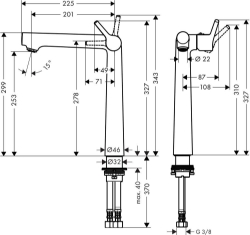 Picture of HANSGROHE Talis S Einhebel-Waschtischmischer 250 ohne Ablaufgarnitur,  72116000