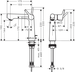 Picture of HANSGROHE Talis S Einhebel-Waschtischmischer 140 mit Zugstangen-Ablaufgarnitur,  72113000