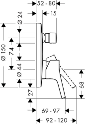 Picture of HANSGROHE Talis S Einhebel-Wannenmischer Unterputz mit integrierter Sicherungskombination,  72406000