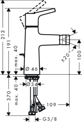 Picture of HANSGROHE Talis S Einhebel-Bidetmischer mit Zugstangen-Ablaufgarnitur,  72200000