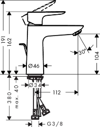 Picture of HANSGROHE Talis E Einhebel-Waschtischmischer 110 mit Zugstangen-Ablaufgarnitur,  71710000