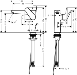 Picture of HANSGROHE Talis E Einhebel-Waschtischmischer 150 mit Zugstangen-Ablaufgarnitur,  71754000