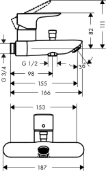 Picture of HANSGROHE Talis E Einhebel-Wannenmischer Aufputz,  71741000