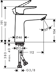 Picture of HANSGROHE Talis E Einhebel-Waschtischmischer 110 ohne Ablaufgarnitur,  71712000
