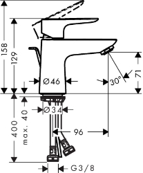Picture of HANSGROHE Talis E Einhebel-Waschtischmischer 80 CoolStart mit Zugstangen-Ablaufgarnitur,  71703000