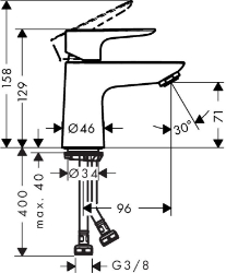 Picture of HANSGROHE Talis E Einhebel-Waschtischmischer 80 CoolStart ohne Ablaufgarnitur,  71704000