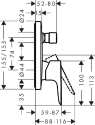 Picture of HANSGROHE Talis E Einhebel-Wannenmischer Unterputz,  71745000