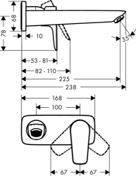 Picture of HANSGROHE Talis E Einhebel-Waschtischmischer Unterputz mit Auslauf 225 mm für Wandmontage,  71734000
