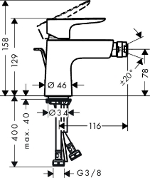 Picture of HANSGROHE Talis E Einhebel-Bidetmischer mit Zugstangen-Ablaufgarnitur,  71720000