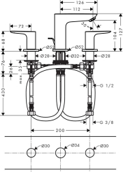 Picture of HANSGROHE Talis E 3-Loch Waschtischarmatur mit Zugstangen-Ablaufgarnitur,  71733000