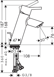 Picture of HANSGROHE Talis Einhebel-Waschtischmischer 80 mit Zugstangen-Ablaufgarnitur,  32040000