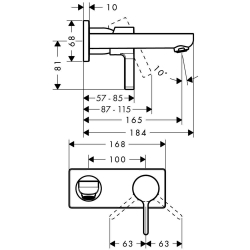 Picture of HANSGROHE Metris S Einhebel-Waschtischmischer Unterputz mit Auslauf 165 mm für Wandmontage,  31162000