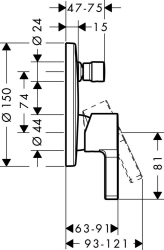Picture of HANSGROHE Metris S Einhebel-Wannenmischer Unterputz,  31465000