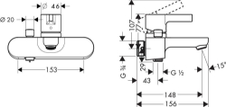 Picture of HANSGROHE Metris S Einhebel-Wannenmischer Aufputz,  31464000