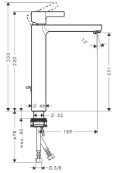 Picture of HANSGROHE Metris S Einhebel-Waschtischmischer mit Zugstangen-Ablaufgarnitur für Waschschüsseln,  31022000
