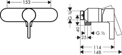 Picture of HANSGROHE Metris S Einhebel-Brausenmischer Aufputz,  31664000