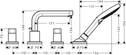 Picture of HANSGROHE Metris S 4-Loch Wannenrandarmatur mit Auslauf 171 mm,  31446000