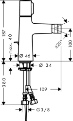 Picture of HANSGROHE Talis Select S Einhebel-Bidetmischer mit Zugstangen-Ablaufgarnitur,  72202000