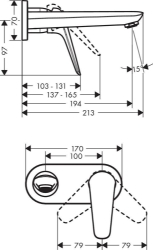 Picture of HANSGROHE Novus Einhebel-Waschtischmischer Unterputz mit Auslauf 195 mm für Wandmontage,  71127000