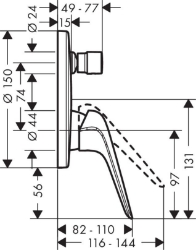 Picture of HANSGROHE Novus Einhebel-Wannenmischer Unterputz,  71045000