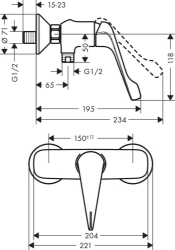 Picture of HANSGROHE Novus Einhebel-Brausemischer Aufputz mit extra langem Griff,  71926000