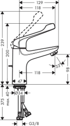 Picture of HANSGROHE Novus Einhebel-Waschtischmischer 100 mit Zugstangen-Ablaufgarnitur und extra langem Griff,  71921000