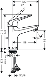 Picture of HANSGROHE Novus Einhebel-Waschtischmischer 100 mit Zugstangen-Ablaufgarnitur,  71030000