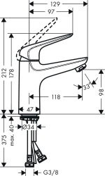 Picture of HANSGROHE Novus Einhebel-Waschtischmischer 100 CoolStart mit Push-Open Ablaufgarnitur,  71032000