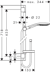 Picture of HANSGROHE Raindance Select S 150 3jet Handbrause/Unica'S Puro Brausestange 0,65 m Set,  27802000