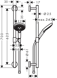 Picture of HANSGROHE Raindance Select S 120 EcoSmart 9 l/min / Unica Comfort Brausestange/Haltestange 0,65 m Set,  26321000
