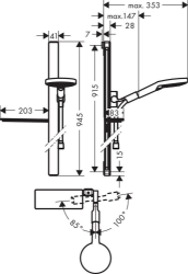 Picture of HANSGROHE Raindance Select S 120 3jet / Unica' E Brausestange 0,90 m set,  27648000